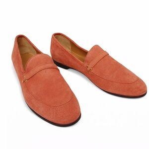 Jerome Dreyfuss Rust Suede Loafer Flats with Gold Stud Detail